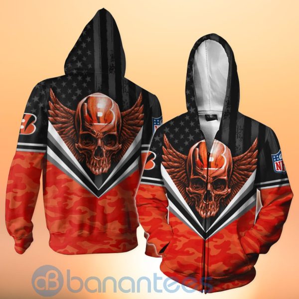 Cincinnati Bengals Skull Wings 3D All Over Printed Shirt Product Photo