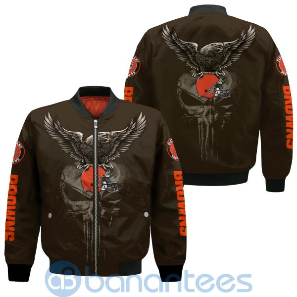 Cleveland Browns Logo Eagle Skull Bomber Jacket Product Photo