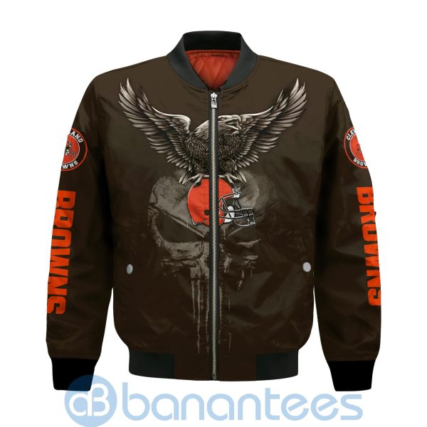 Cleveland Browns Logo Eagle Skull Bomber Jacket Product Photo
