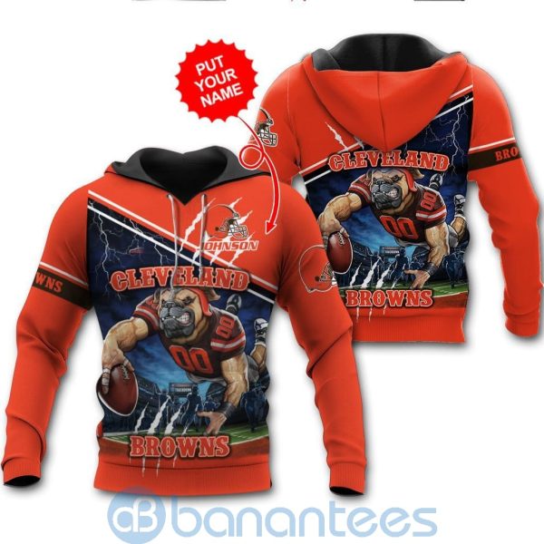 Cleveland Browns Mascot Catching Ball Custom Name 3D All Over Printed Shirt Product Photo
