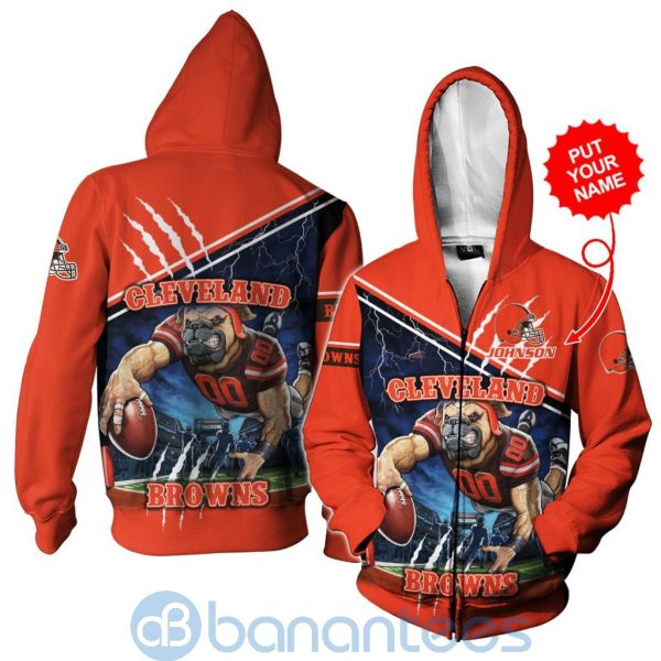 Cleveland Browns Mascot Catching Ball Custom Name 3D All Over Printed Shirt Product Photo