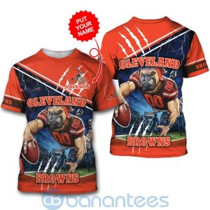 Cleveland Browns Mascot Catching Ball Custom Name 3D All Over Printed Shirt Product Photo