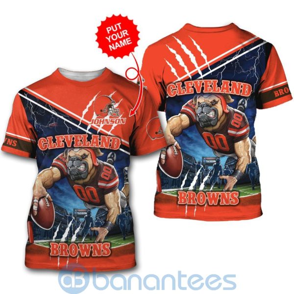 Cleveland Browns Mascot Catching Ball Custom Name 3D All Over Printed Shirt Product Photo