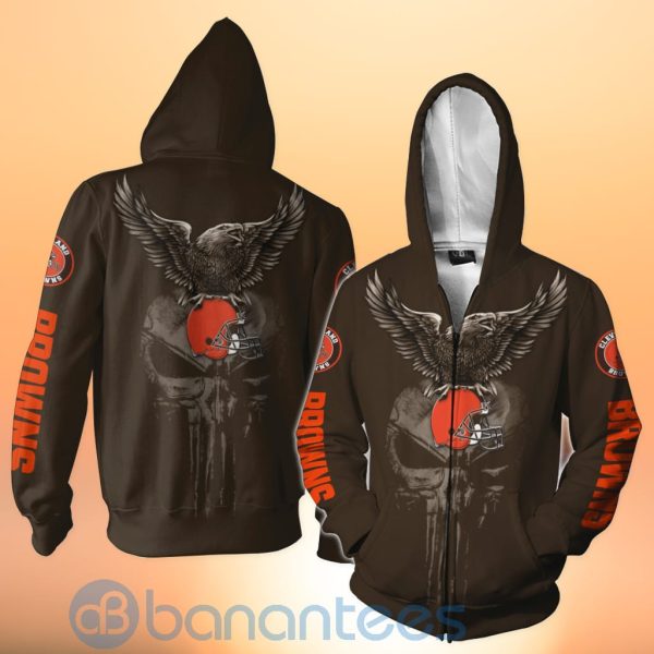 Cleveland Browns NFL Logo Eagle Skull 3D All Over Printed Shirt Product Photo