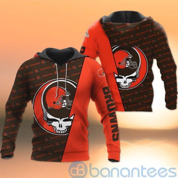 Cleveland Browns NFL Team Logo Grateful Dead Design 3D All Over Printed Shirt Product Photo