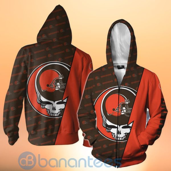 Cleveland Browns NFL Team Logo Grateful Dead Design 3D All Over Printed Shirt Product Photo