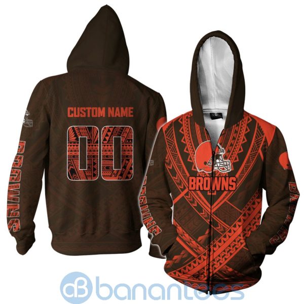 Cleveland Browns NFL Team Logo Polynesian Pattern Custom Name Number 3D All Over Printed Shirt Product Photo