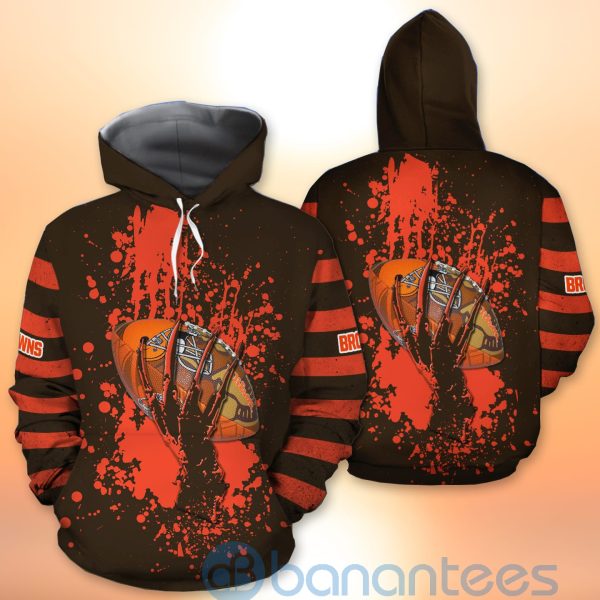 Cleveland Browns Skull Hand NFL Football Team Logo Ball 3D All Over Printed Shirt Product Photo