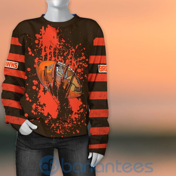 Cleveland Browns Skull Hand NFL Football Team Logo Ball 3D All Over Printed Shirt Product Photo