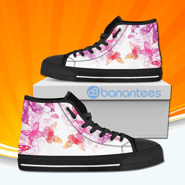 Colorful Butterfly High Top Canvas Shoes Sneakers For Men And Women Custom Shoes Product Photo