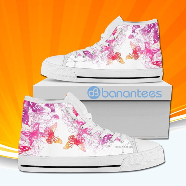 Colorful Butterfly High Top Canvas Shoes Sneakers For Men And Women Custom Shoes Product Photo