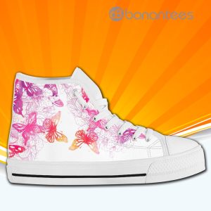 Colorful Butterfly High Top Canvas Shoes Sneakers For Men And Women Custom Shoes Product Photo