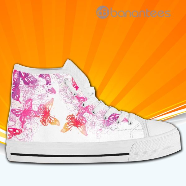 Colorful Butterfly High Top Canvas Shoes Sneakers For Men And Women Custom Shoes Product Photo