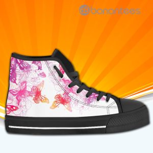 Colorful Butterfly High Top Canvas Shoes Sneakers For Men And Women Custom Shoes Product Photo