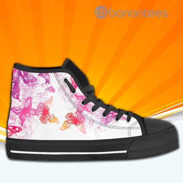Colorful Butterfly High Top Canvas Shoes Sneakers For Men And Women Custom Shoes Product Photo