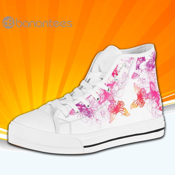 Colorful Butterfly High Top Canvas Shoes Sneakers For Men And Women Custom Shoes Product Photo