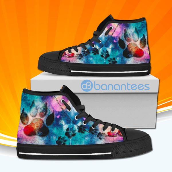 Colorful Dog Paws High Top Canvas Shoes Sneakers For Men And Women Custom Shoes Product Photo