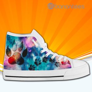 Colorful Dog Paws High Top Canvas Shoes Sneakers For Men And Women Custom Shoes Product Photo