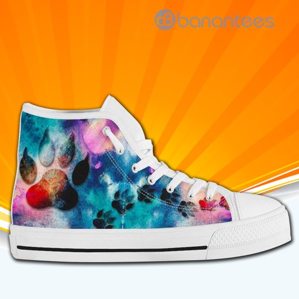 Colorful Dog Paws High Top Canvas Shoes Sneakers For Men And Women Custom Shoes Product Photo