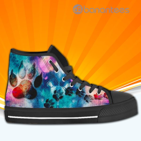Colorful Dog Paws High Top Canvas Shoes Sneakers For Men And Women Custom Shoes Product Photo