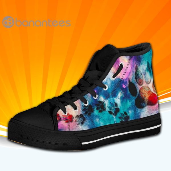 Colorful Dog Paws High Top Canvas Shoes Sneakers For Men And Women Custom Shoes Product Photo
