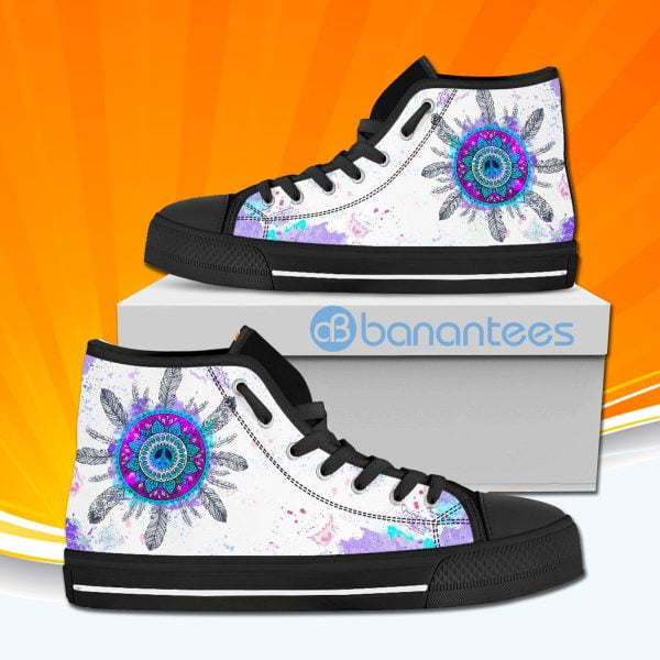 Colorful Dream Catcher Feather High Top Canvas Shoes Sneakers For Men And Women Product Photo