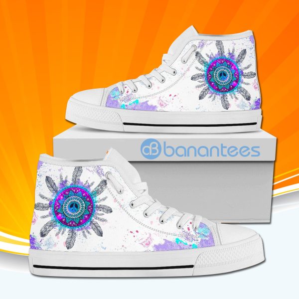 Colorful Dream Catcher Feather High Top Canvas Shoes Sneakers For Men And Women Product Photo