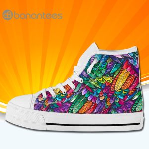 Colorful Feathers High Top Canvas Shoes Sneakers Custom Shoes Product Photo
