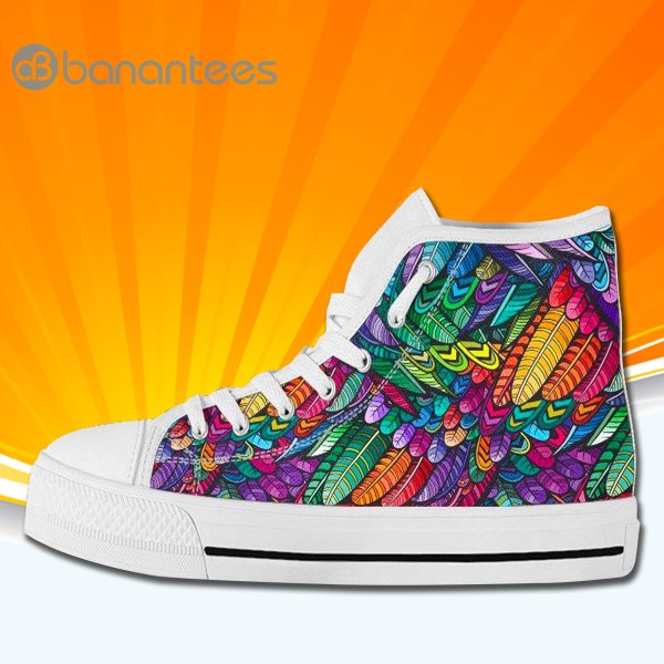 Colorful Feathers High Top Canvas Shoes Sneakers Custom Shoes Product Photo