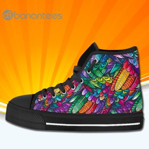 Colorful Feathers High Top Canvas Shoes Sneakers Custom Shoes Product Photo