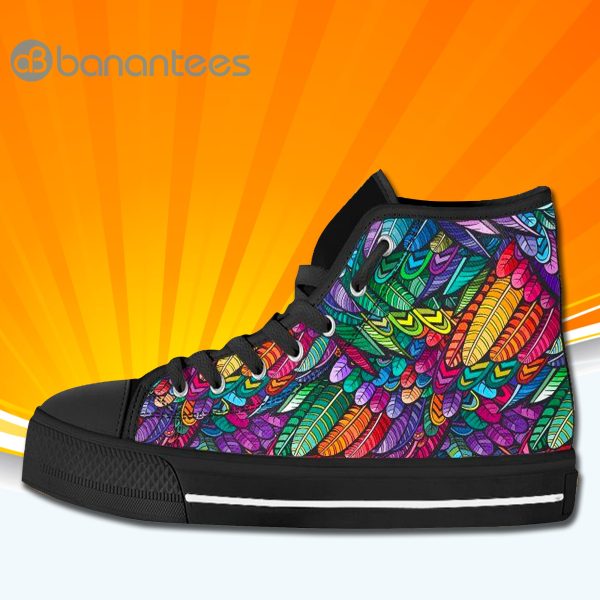 Colorful Feathers High Top Canvas Shoes Sneakers Custom Shoes Product Photo