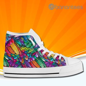 Colorful Feathers High Top Canvas Shoes Sneakers Custom Shoes Product Photo