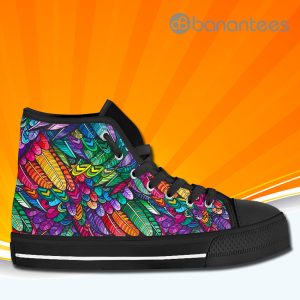 Colorful Feathers High Top Canvas Shoes Sneakers Custom Shoes Product Photo
