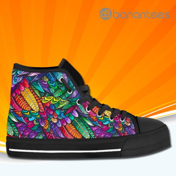 Colorful Feathers High Top Canvas Shoes Sneakers Custom Shoes Product Photo