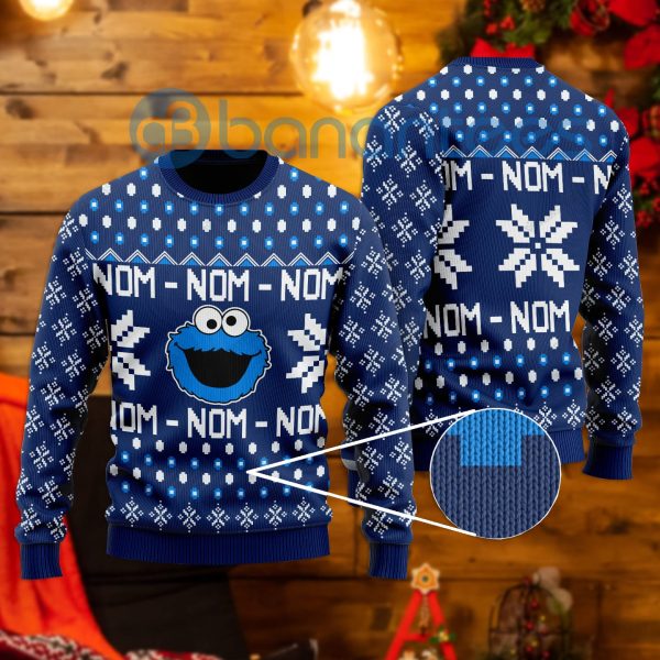 Cookie Monster Nomnomnom All Over Printed Ugly Christmas Sweater Product Photo