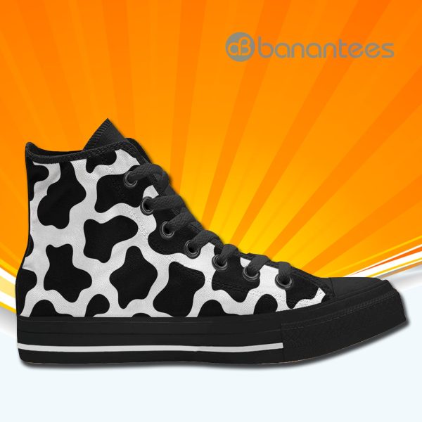 Cow Print High Top Canvas Shoes Sneakers For Men And Women Custom Shoes Product Photo