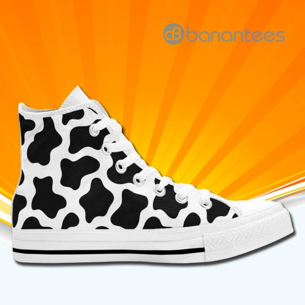 Cow Print High Top Canvas Shoes Sneakers For Men And Women Custom Shoes Product Photo