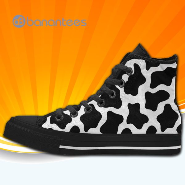 Cow Print High Top Canvas Shoes Sneakers For Men And Women Custom Shoes Product Photo