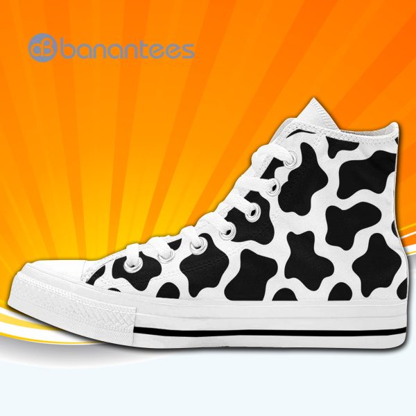 Cow Print High Top Canvas Shoes Sneakers For Men And Women Custom Shoes Product Photo