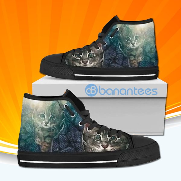 Cute Cat High Top Canvas Shoes Sneakers Custom Shoes Product Photo