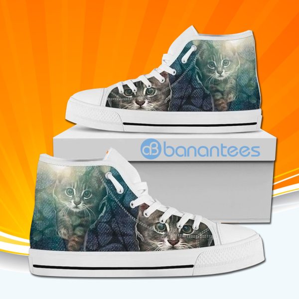 Cute Cat High Top Canvas Shoes Sneakers Custom Shoes Product Photo
