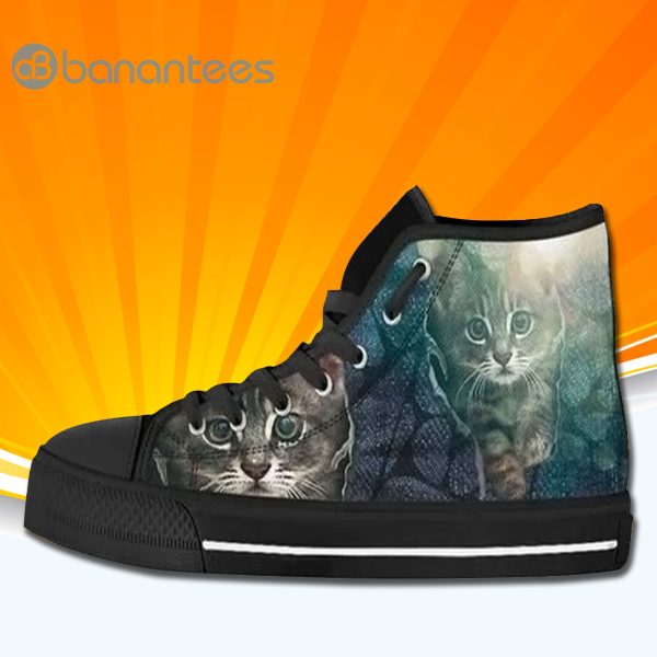 Cute Cat High Top Canvas Shoes Sneakers Custom Shoes Product Photo