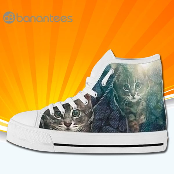 Cute Cat High Top Canvas Shoes Sneakers Custom Shoes Product Photo