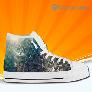 Cute Cat High Top Canvas Shoes Sneakers Custom Shoes Product Photo
