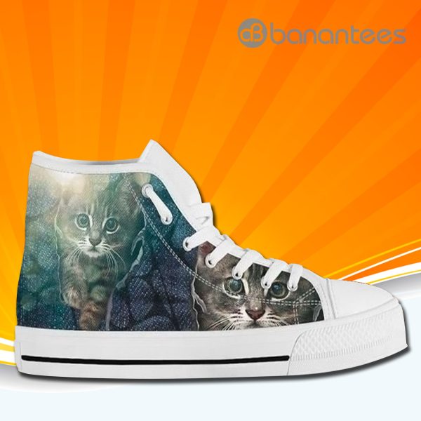 Cute Cat High Top Canvas Shoes Sneakers Custom Shoes Product Photo