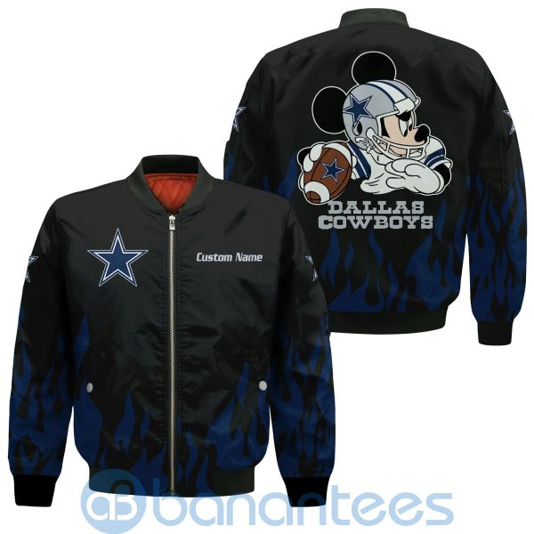 Dallas Cowboys Football Team Logo Disney Mickey Custom Name Bomber Jacket Product Photo