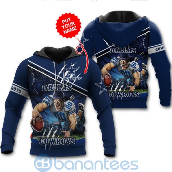 Dallas Cowboys Mascot Catching Ball Custom Name 3D All Over Printed Shirt Product Photo