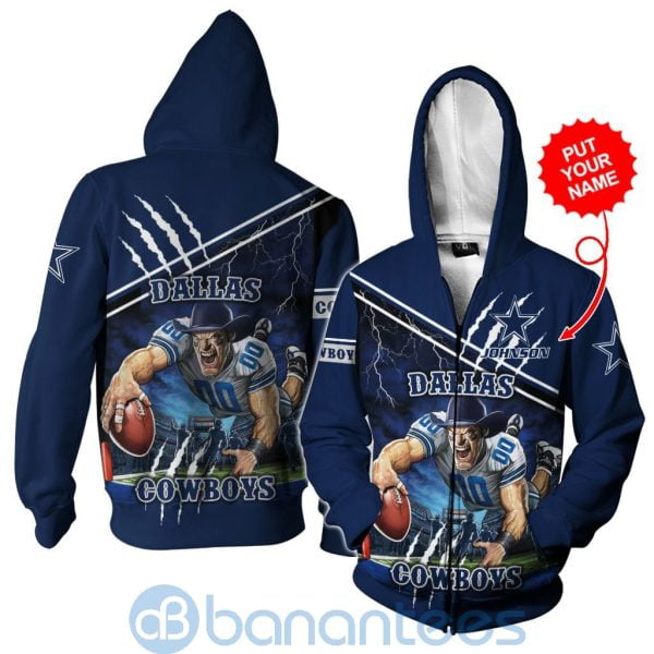Dallas Cowboys Mascot Catching Ball Custom Name 3D All Over Printed Shirt Product Photo