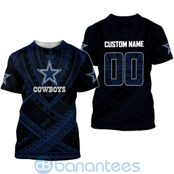 Dallas Cowboys NFL Team Logo Polynesian Pattern Custom Name Number 3D All Over Printed Shirt Product Photo
