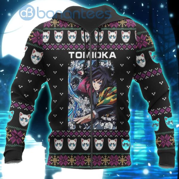 Demon Slayer Anime Giyu Tomioka Knitting Christmas All Over Printed 3D Shirt - 3D Hoodie - Black